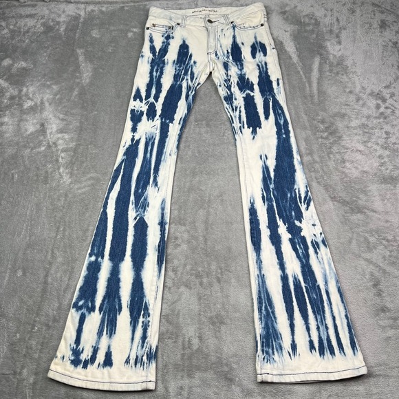 Michael Kors Denim - Michael‎ Kors Tie Dye Flare Jeans Women's 27 Blue White Boho Retro 70s High Rise